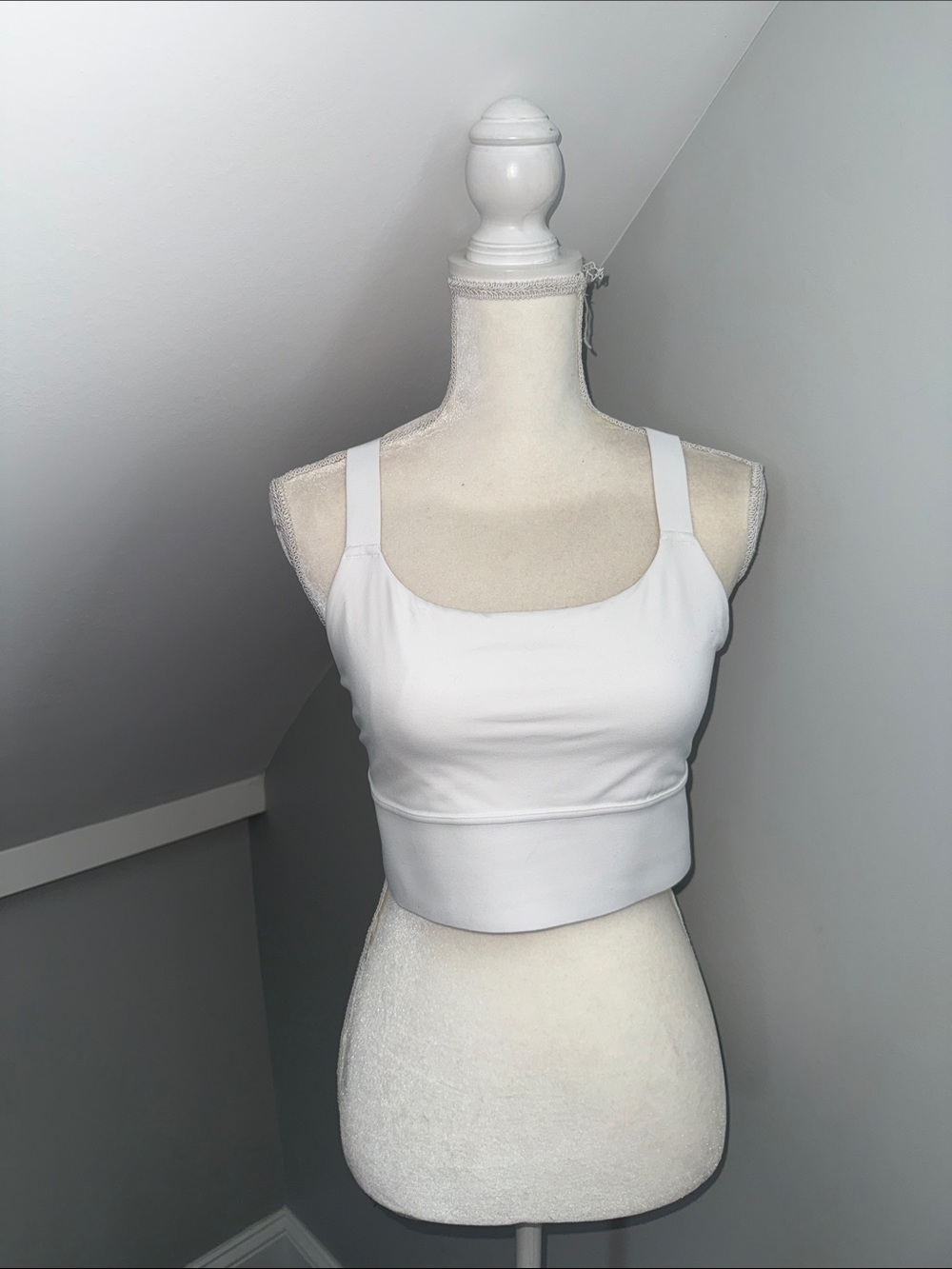 Athleta White Square-Neck Crop Sports Bra
